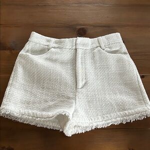 Zara Patterned Frayed Hem Shorts